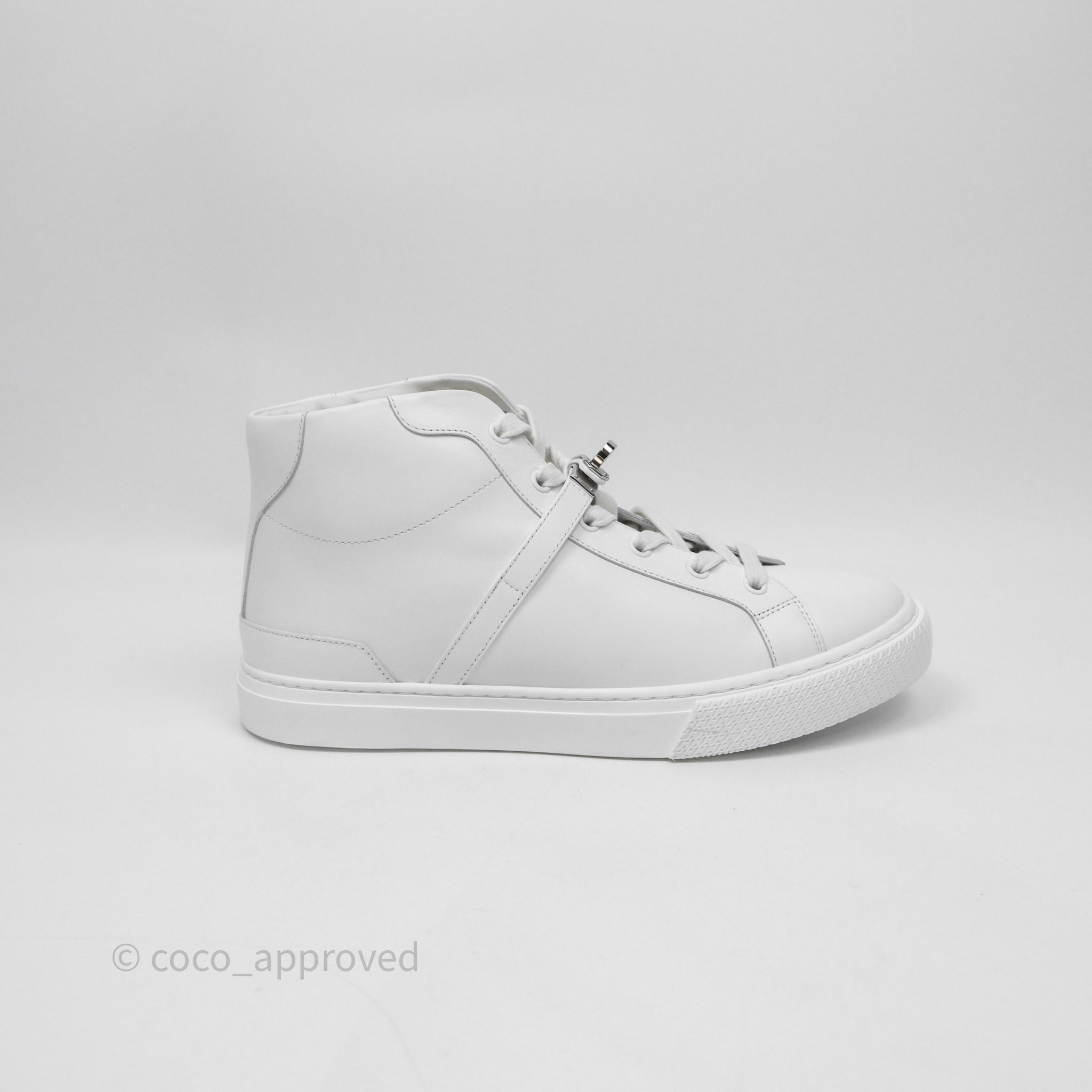Hermès Daydream High-Top White Sneakers Kelly Buckle Size 40 