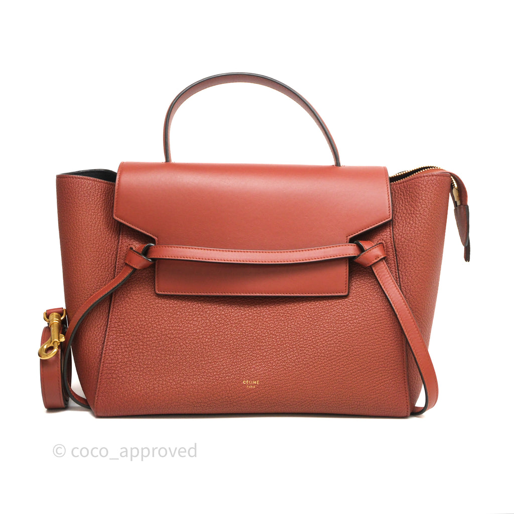 Celine Mini Belt Bag Brick Red Grained Goatskin Gold Hardware