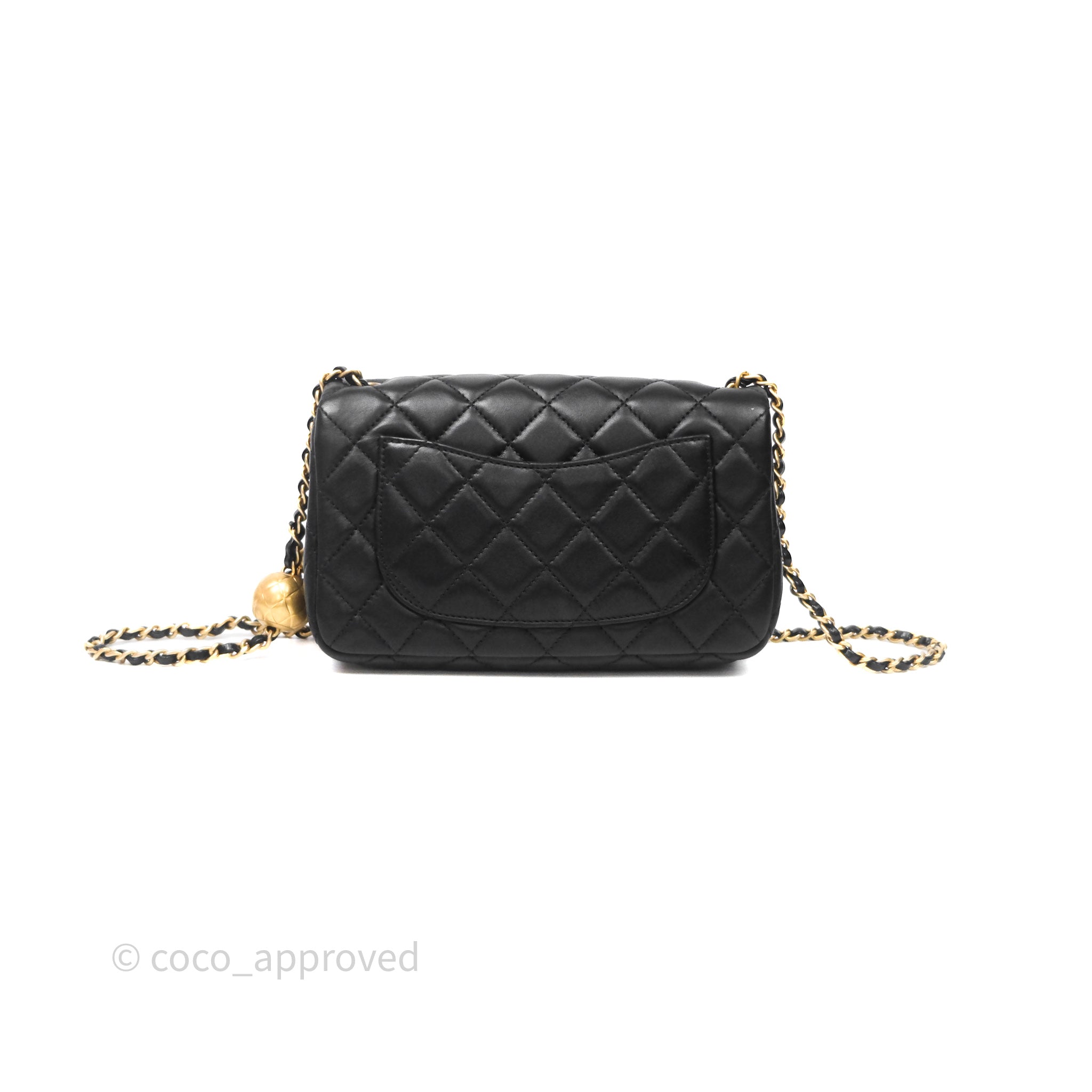 Chanel Mini Rectangular Pearl Crush Quilted Black Lambskin Aged