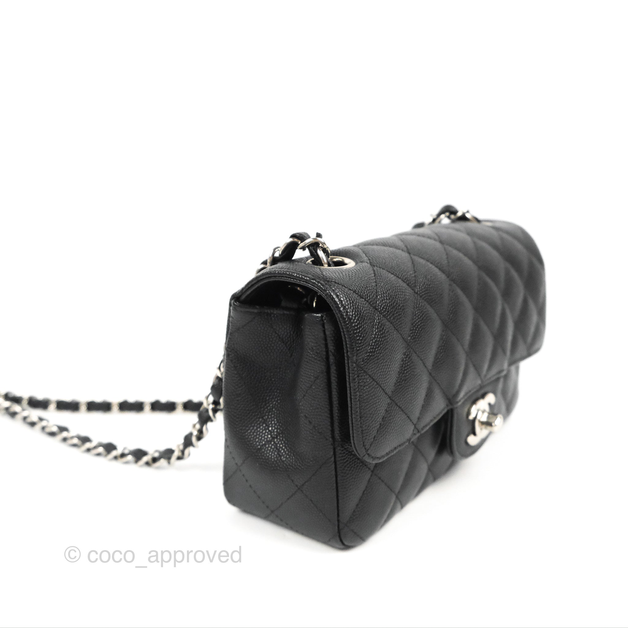 Chanel Mini (Small) Coco Handle Quilted Black Caviar Aged Gold