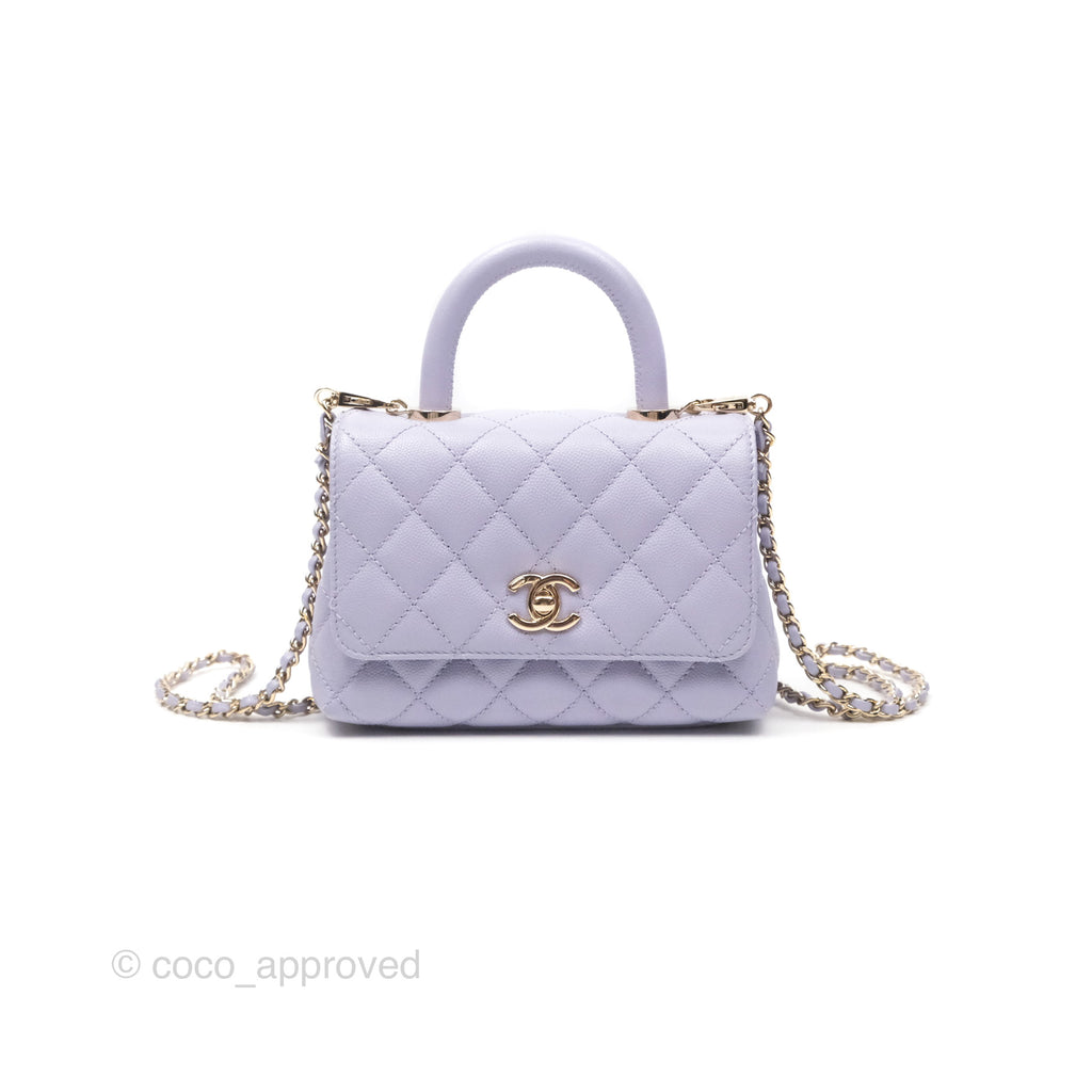 Chanel Mini Coco Handle Lilac Caviar Gold Hardware