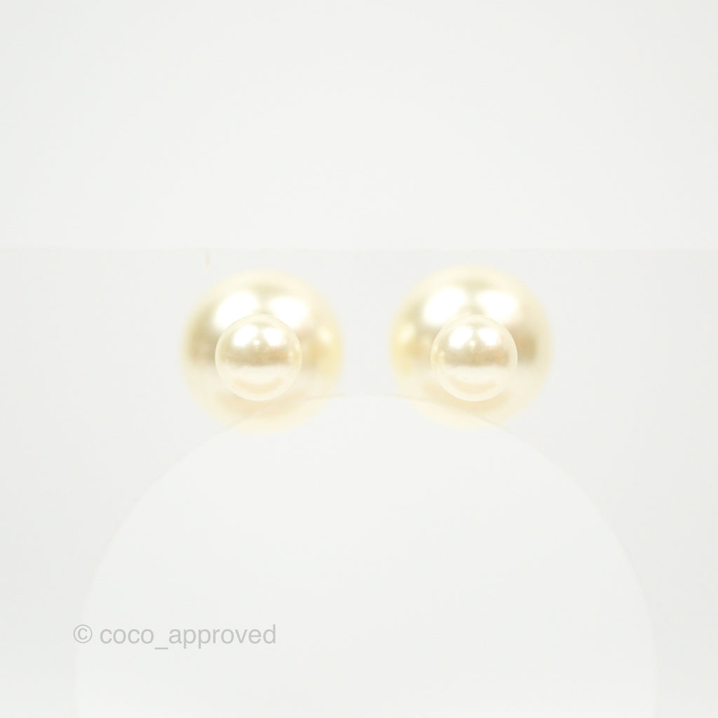 Christian Dior Tribales Pearl Earrings Gold Tone