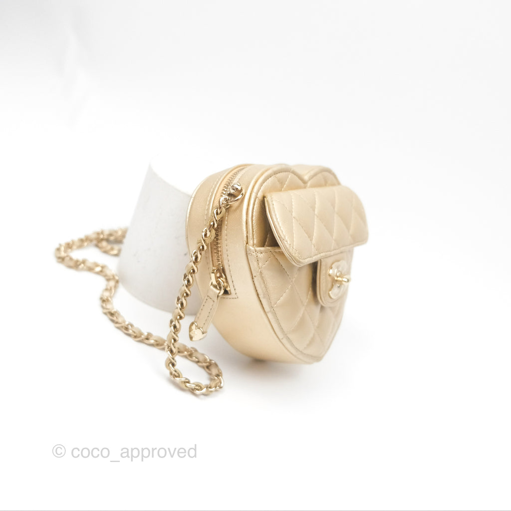 Chanel Small Heart Bag Gold Lambskin Gold Hardware 22S