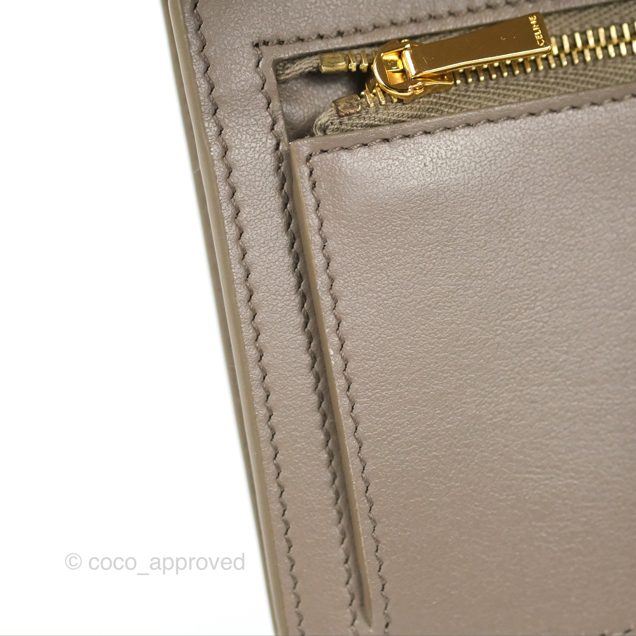 Celine Taupe Leather Medium Strap Wallet Celine