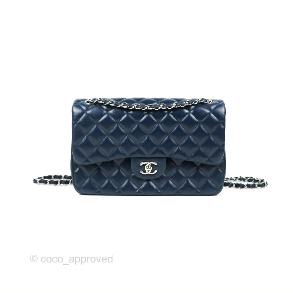 Chanel Jumbo Double Flap Navy Caviar Silver Hardware⁣⁣