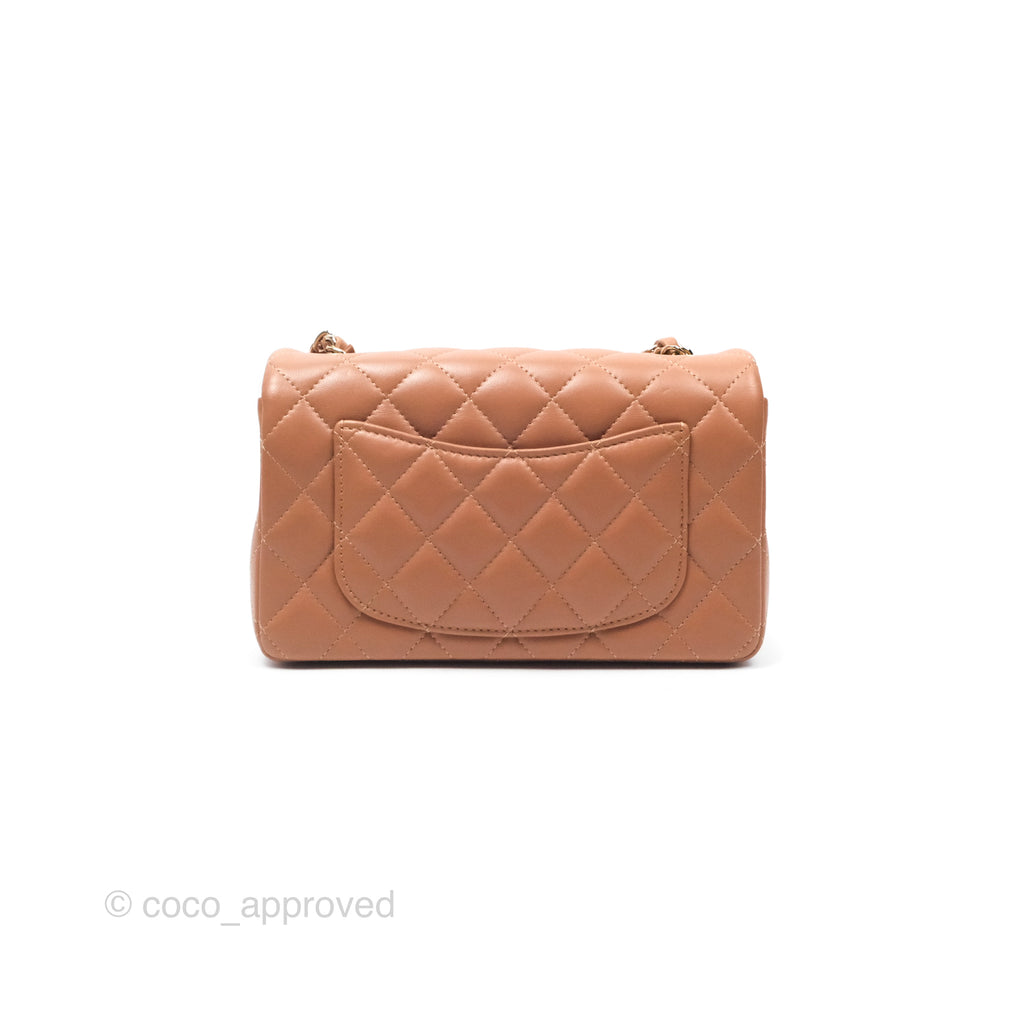 Chanel Quilted Mini Rectangular Flap Caramel Lambskin Gold Hardware