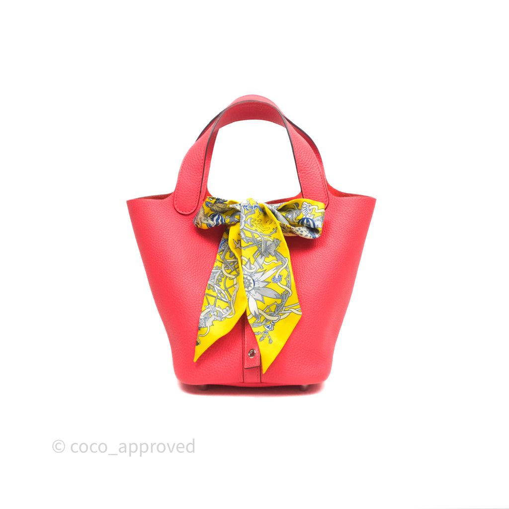 Hermès Picotin 18 Rose Texas Taurillon Clemence Palladium Hardware