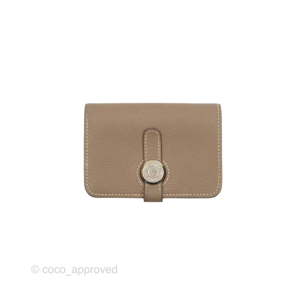 Hermes Dogon Card Case Etoupe Togo Palladium Hardware