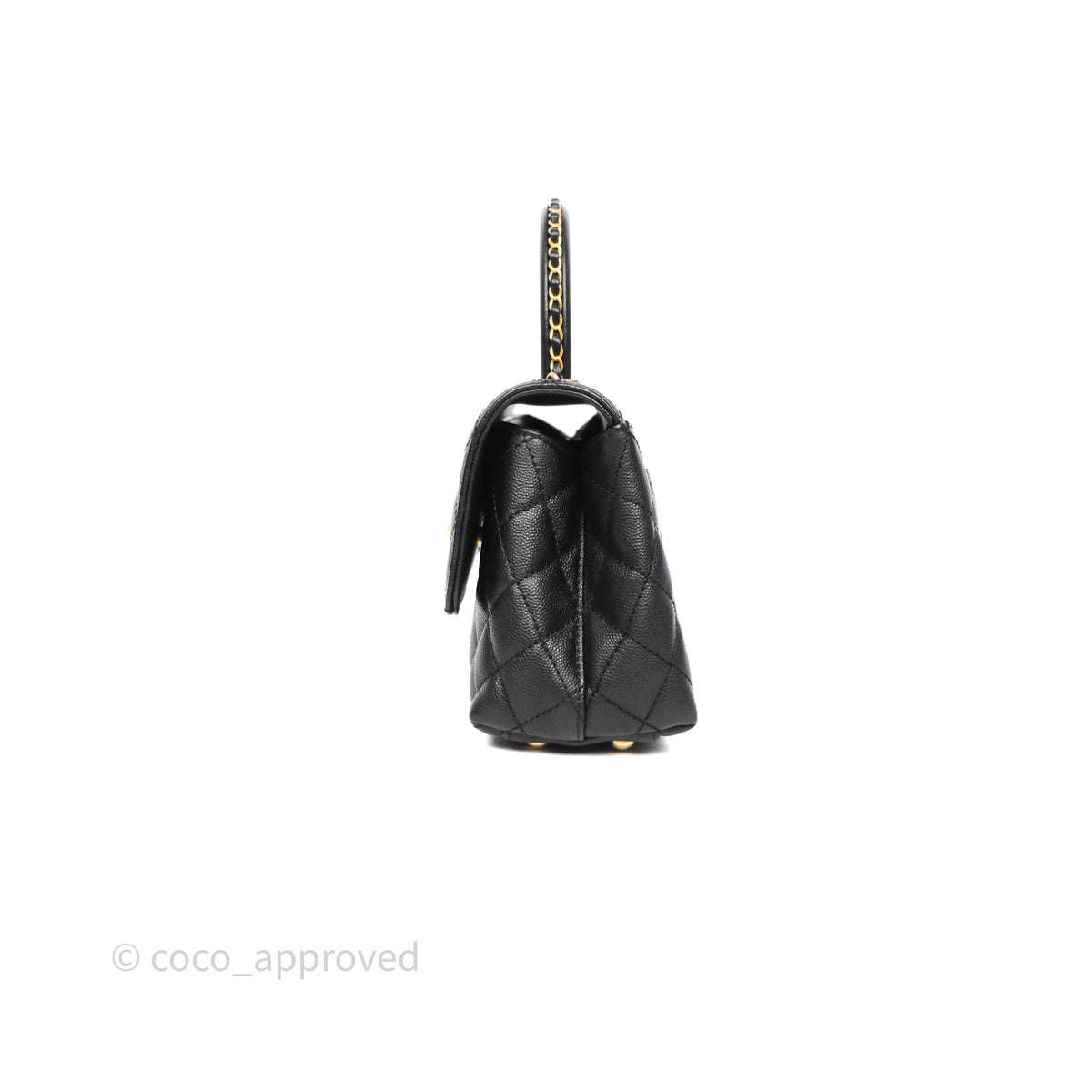 Chanel Small Coco Handle Black Caviar Aged Gold Hardware Braided Handl ...