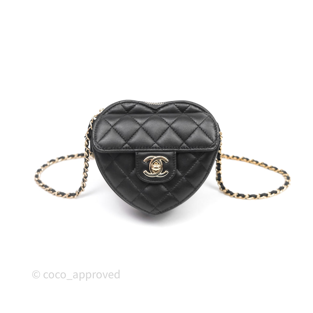 Chanel Small Heart Bag Black Lambskin Gold Hardware