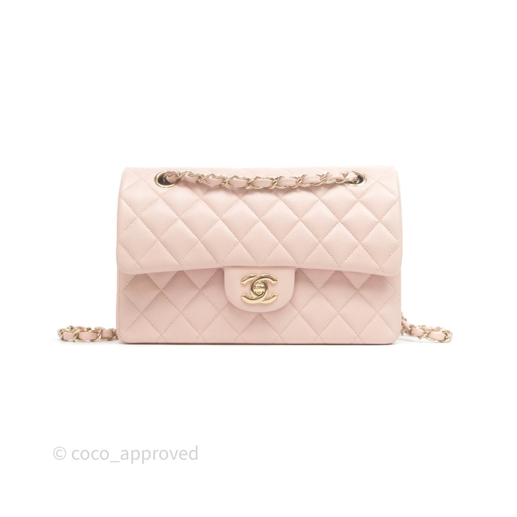 Chanel Small Classic Quilted Flap Pink Caviar Gold Hardware