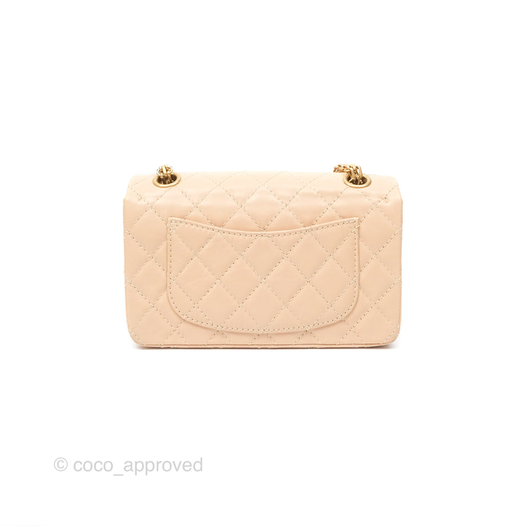 Chanel Mini Reissue 224 Beige Aged Calfskin Aged Gold Hardware