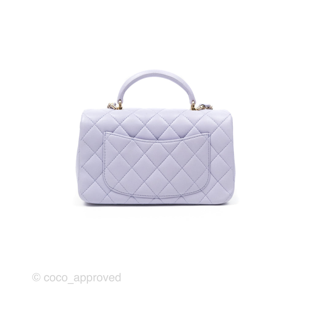 Chanel Top Handle Mini Rectangular Flap Bag Lilac Lambskin Gold Hardware