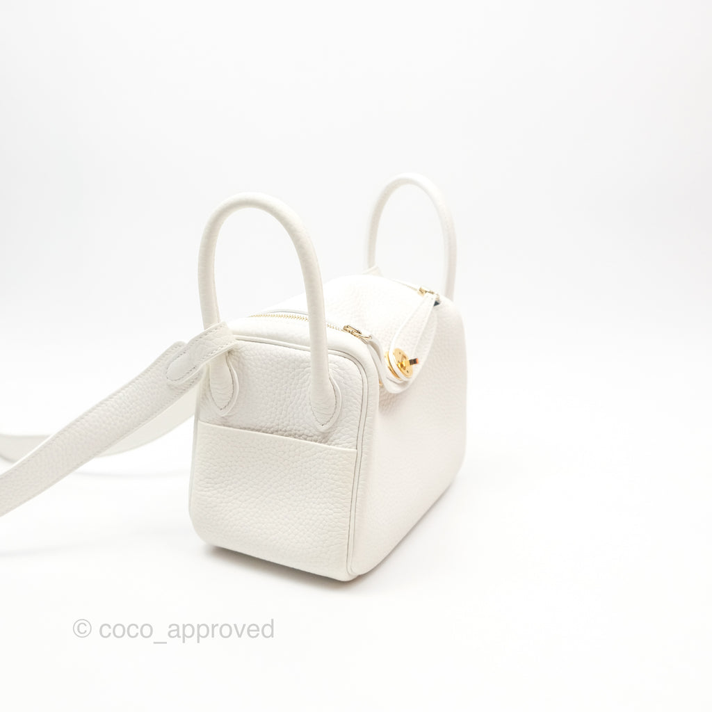 Hermès Mini Lindy 20 New White 0U Clemence Gold Hardware