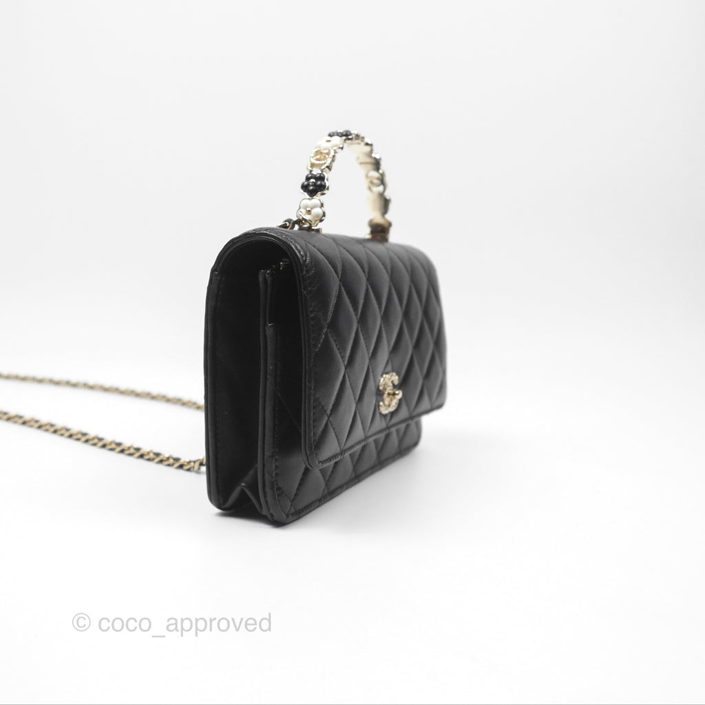 Chanel Camellia Handle WOC with Chain Black Lambskin 23K