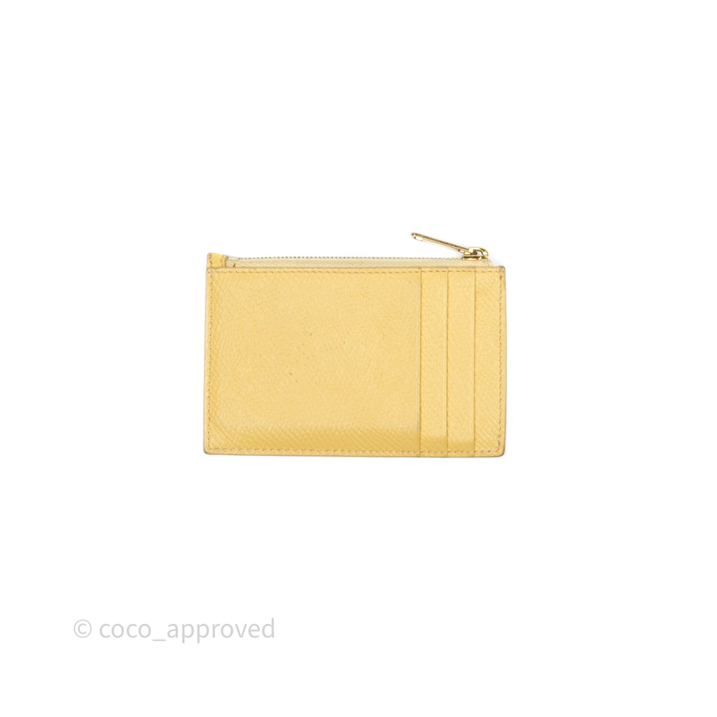 Celine Zipped Card Holder in Grained Calfskin Yellow