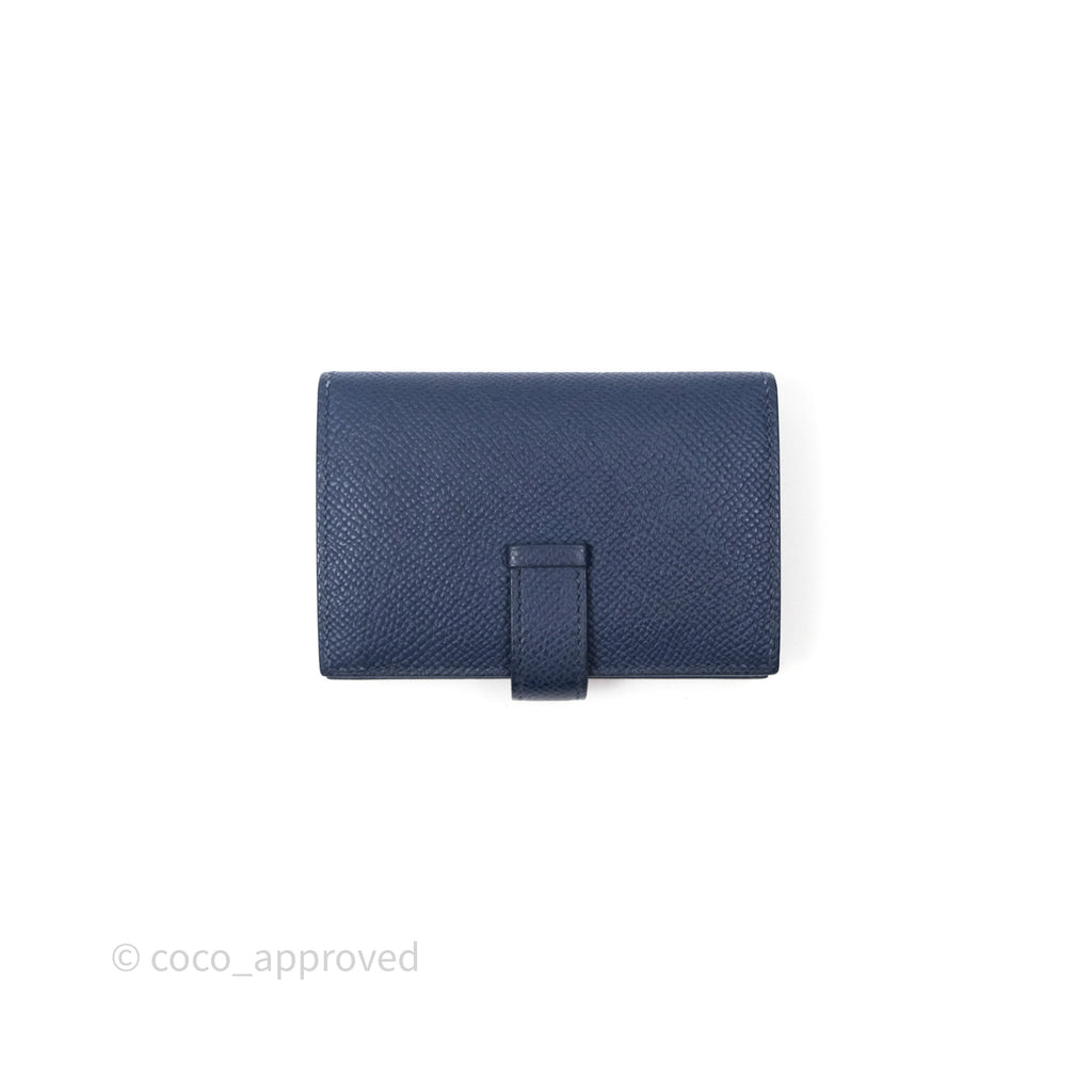 Hermès Bearn Mini Wallet Bleu Saphir 73 Epsom Palladium Hardware