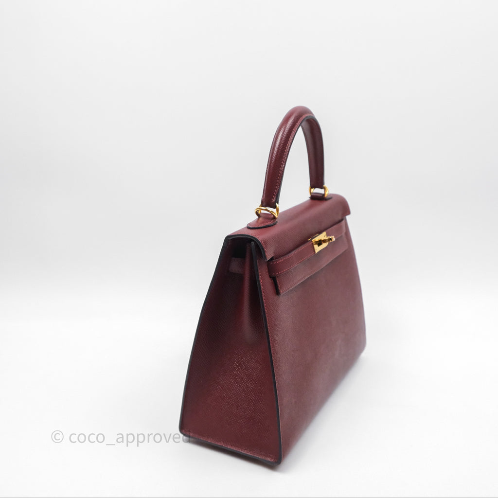 Hermès Sellier Kelly 25 Rouge H Epsom Gold Hardware