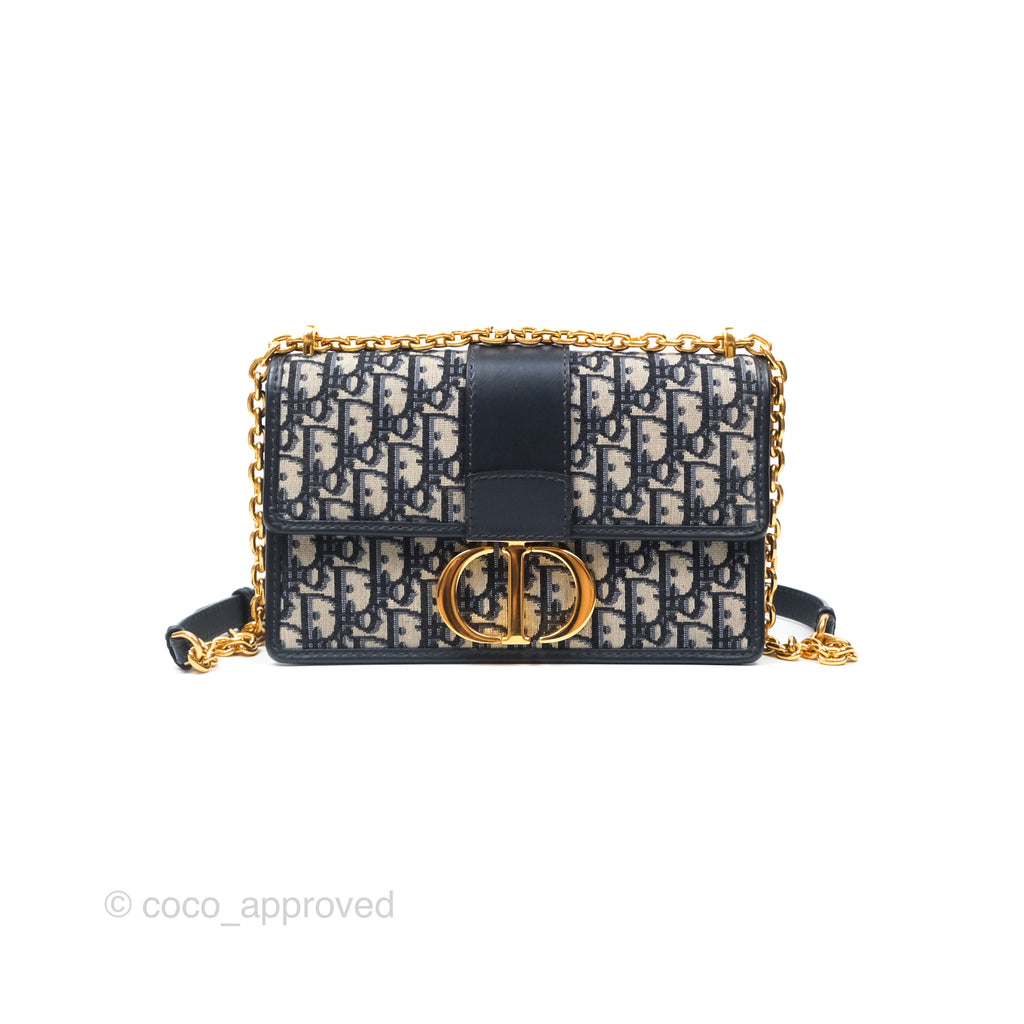 Christian Dior 30 Montaigne with Chain Blue Dior Oblique Jacquard