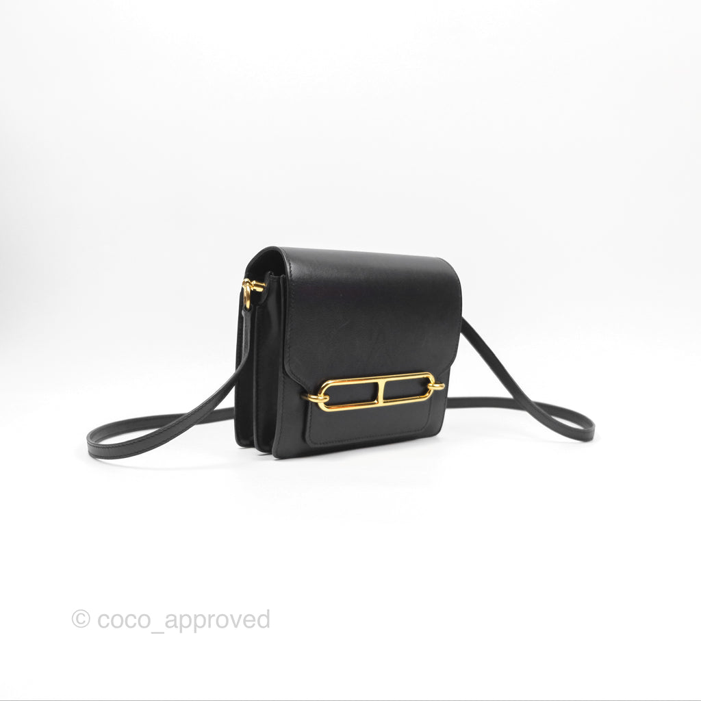 Hermès Roulis Mini 18 Noir 89 Veau Evergrain Gold Hardware