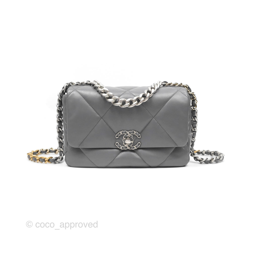 Chanel 19 Small Dark Grey Mixed Hardware