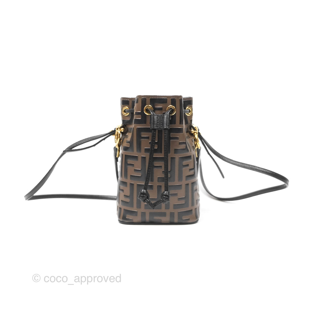 Fendi Mini Mon Tresor Bucket Bag FF Motif Brown