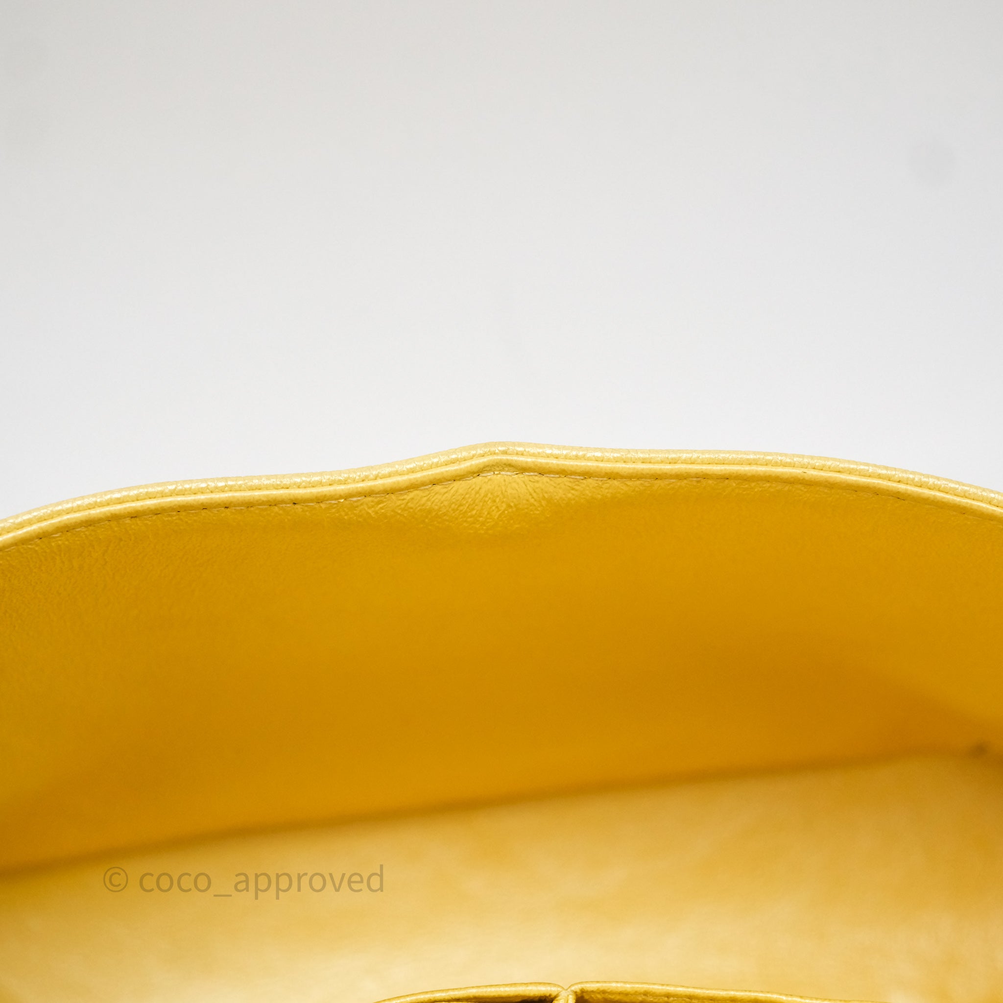Chanel Small Classic Quilted Flap Iridescent Yellow Caviar Gold