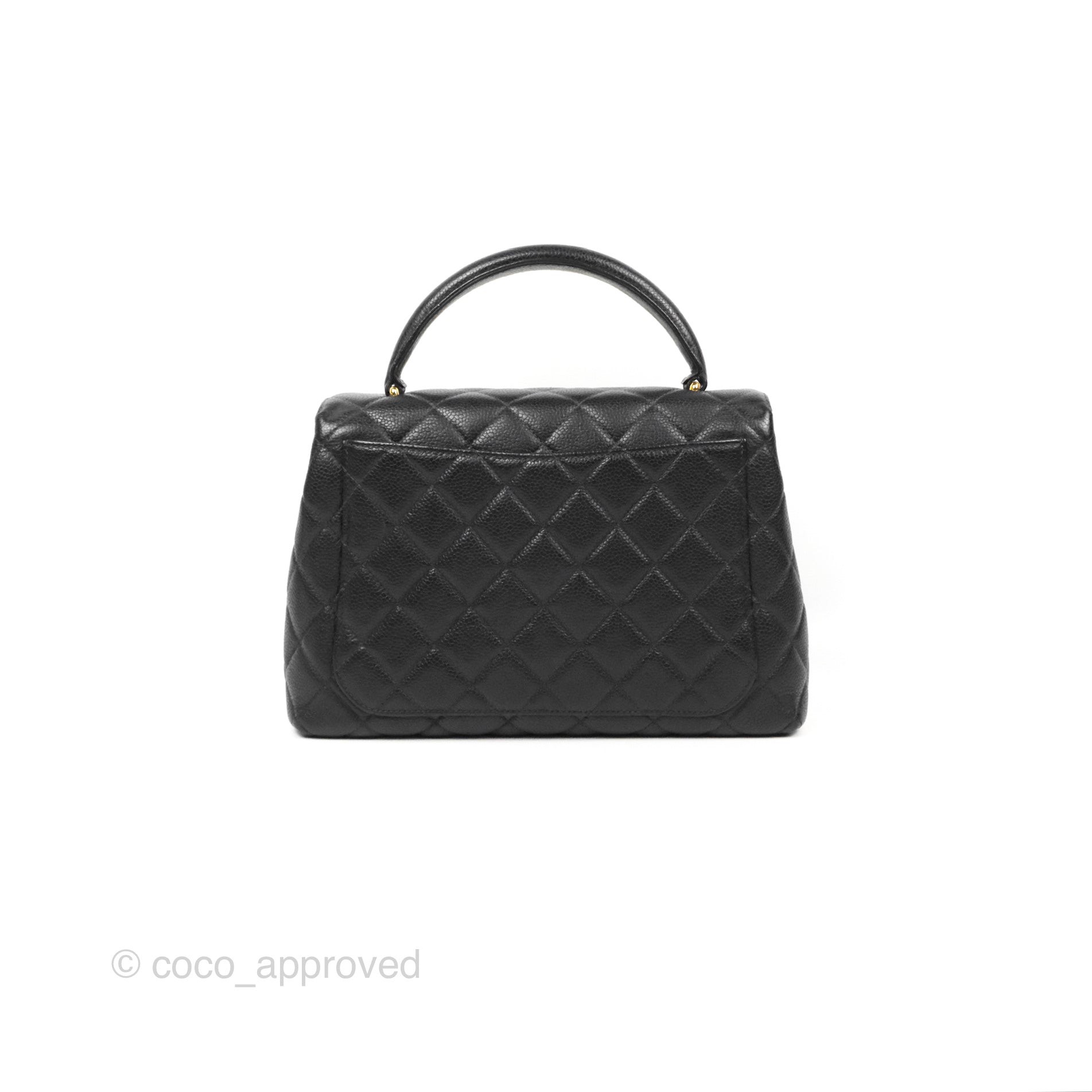 Chanel Vintage Kelly Quilted Flap Bag Black Caviar 24K Gold