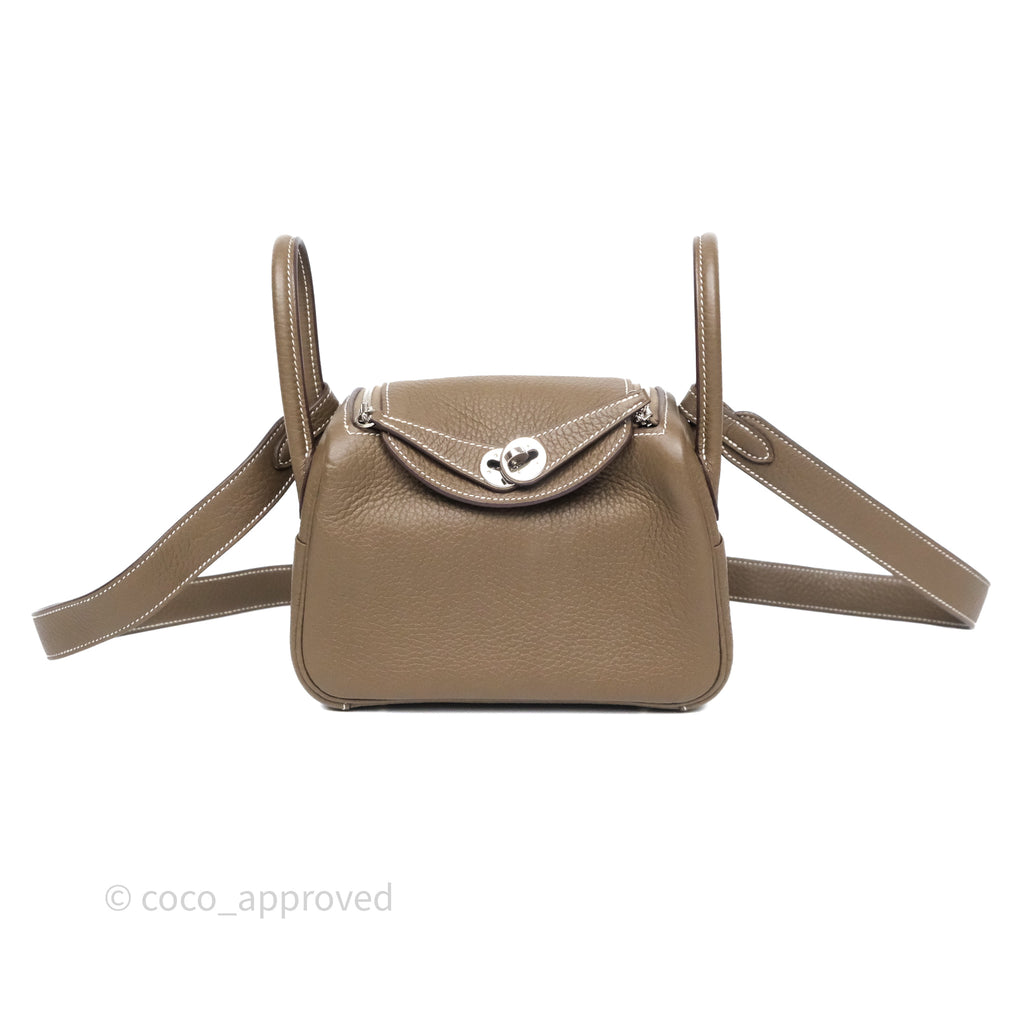 Hermès Mini Lindy 20 Etoupe 18 Clemence Palladium Hardware