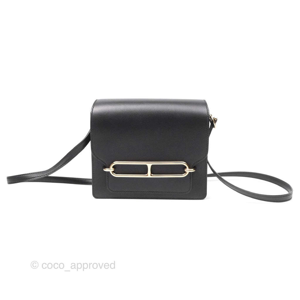 Hermès Roulis Mini 18 Black Noir 89 Veau Evergrain Permabrass Hardware