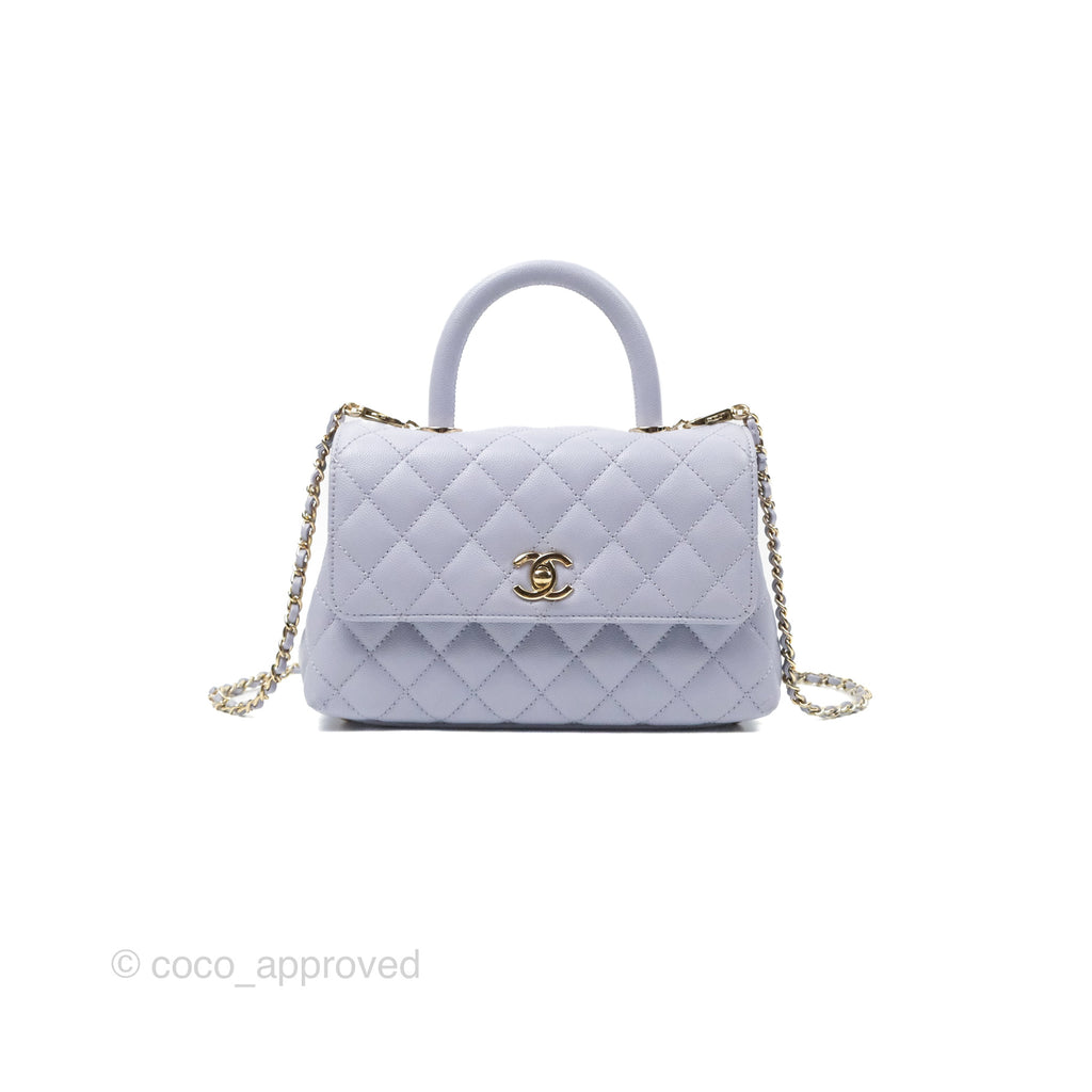 Chanel Small Coco Handle Chevron Purple Lilac Caviar Gold Hardware 21K