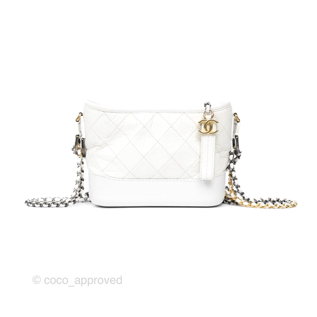 Chanel Small Gabrielle Hobo Quilted White Aged Calfskin