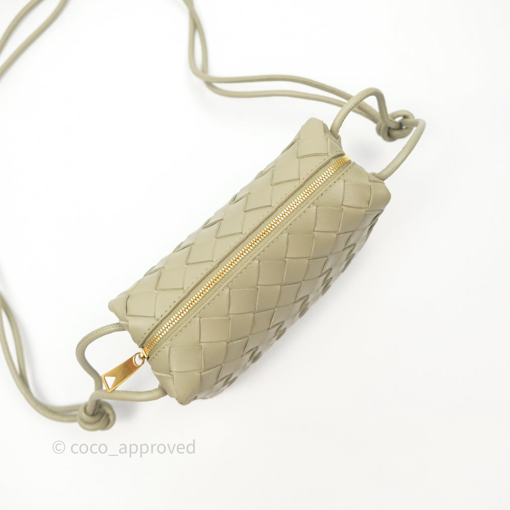 Bottega Veneta Mini Loop Camera Bag Intrecciato Lambskin Travertine