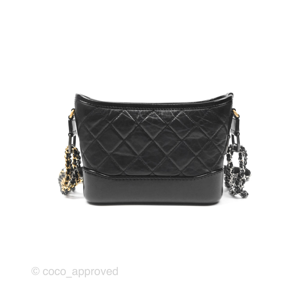 Chanel Small Gabrielle Hobo Quilted Black Aged Calfskin