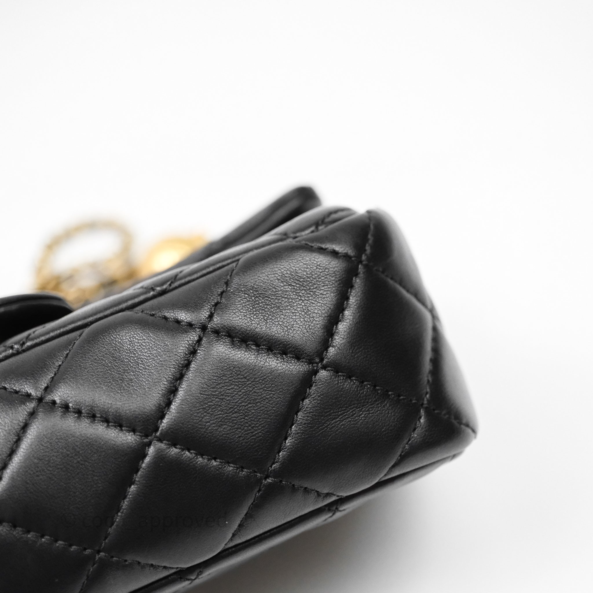 Chanel Mini Rectangular Pearl Crush Quilted Black Lambskin Aged