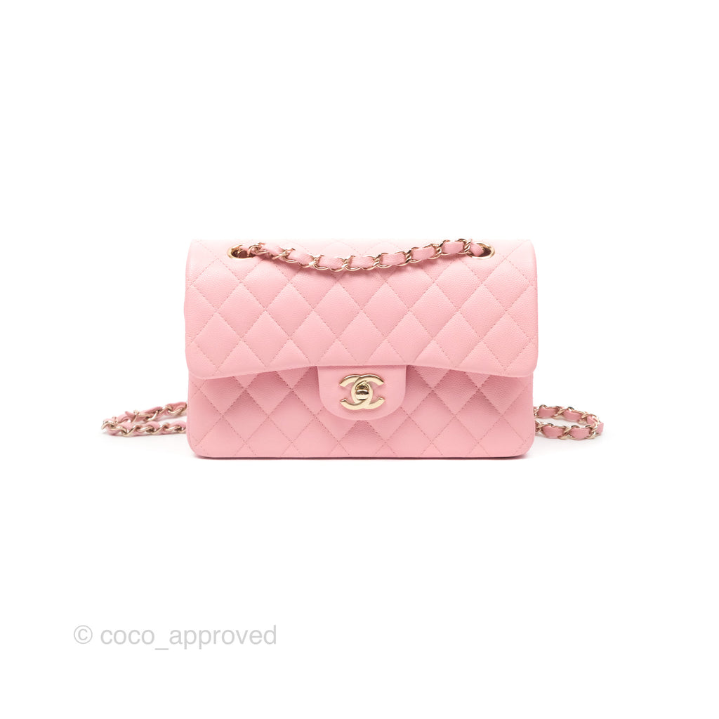 Chanel Small Classic Flap Quilted Pink Caviar Gold Hardware