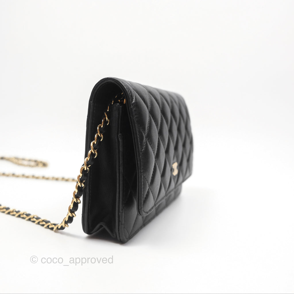 Chanel Quilted Classic Wallet on Chain WOC Black Lambskin Gold Hardware