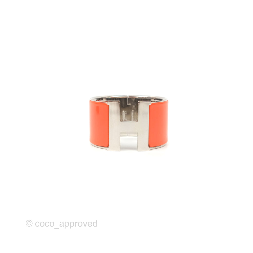 Hermès Clic Clac H Extra Wide Bracelet Orange Palladium Hardware