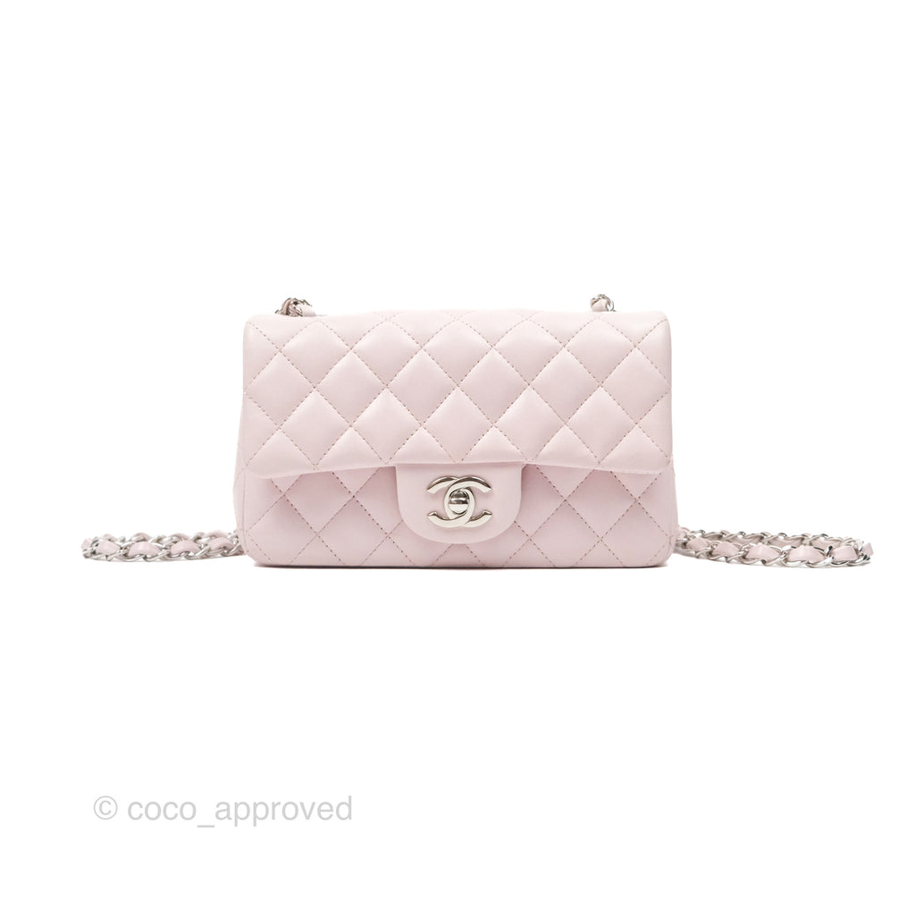 Chanel Quilted Mini Rectangular Light Pink Lambskin Silver Hardware