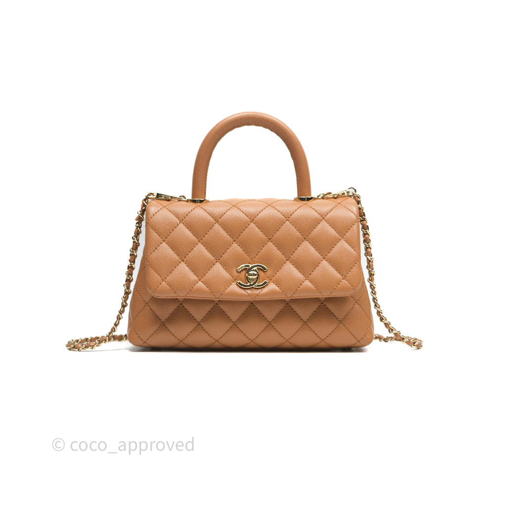 Chanel Small Coco Handle Dark Beige Caviar Gold Hardware