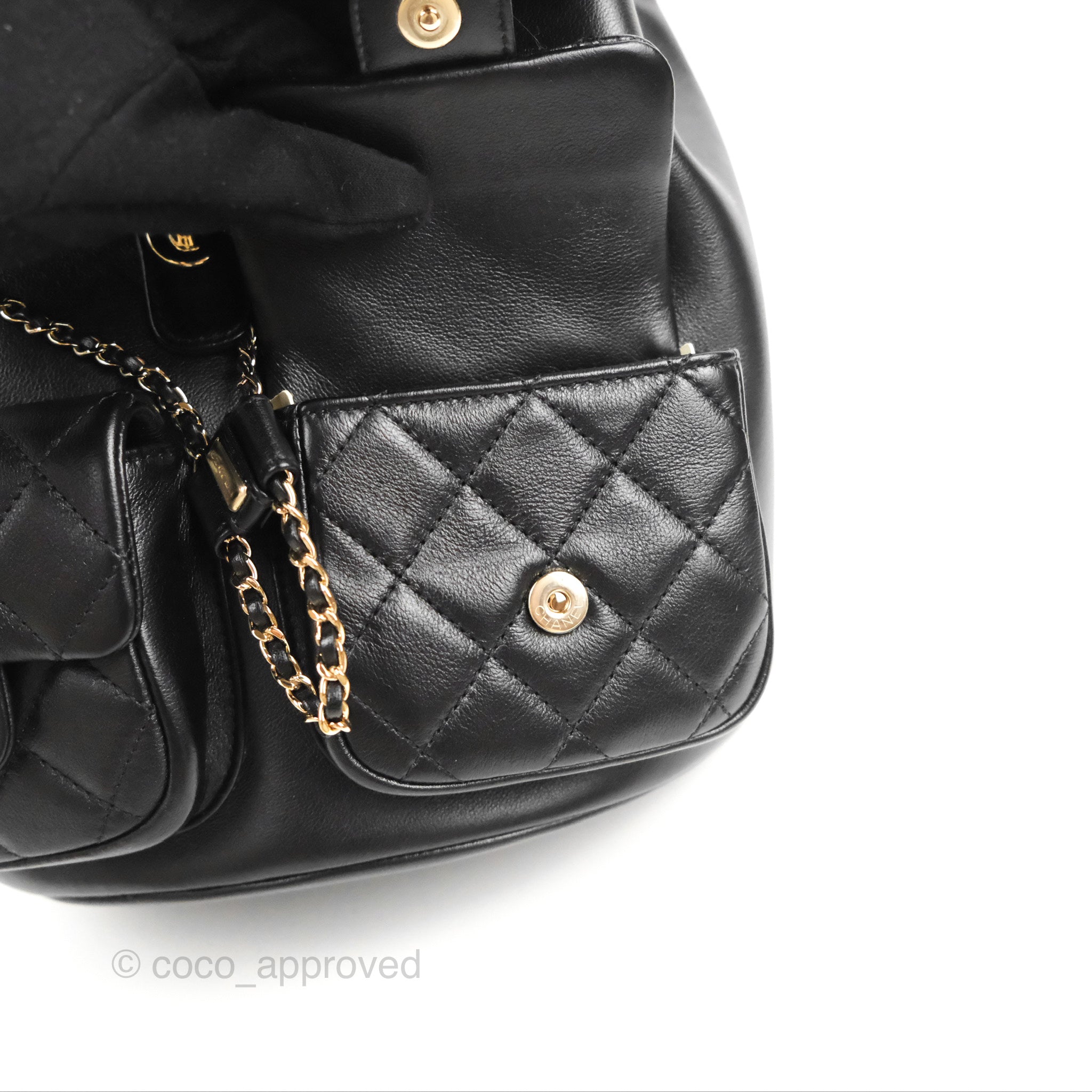 Chanel Duma Backpack Large Black Calfskin Gold Hardware 23P – Coco