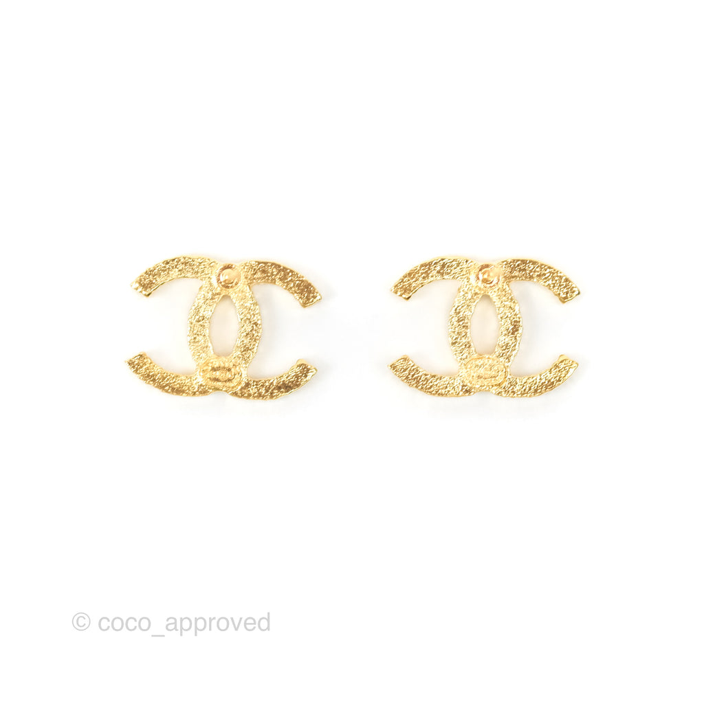 Chanel CC Earrings Gold Tone 24C