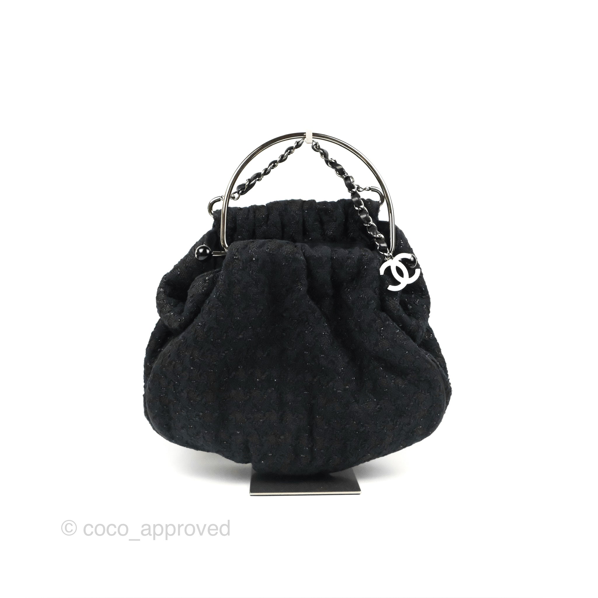 Chanel Tweed Boucle Knitting Bag Black Silver Hardware – Coco Approved  Studio