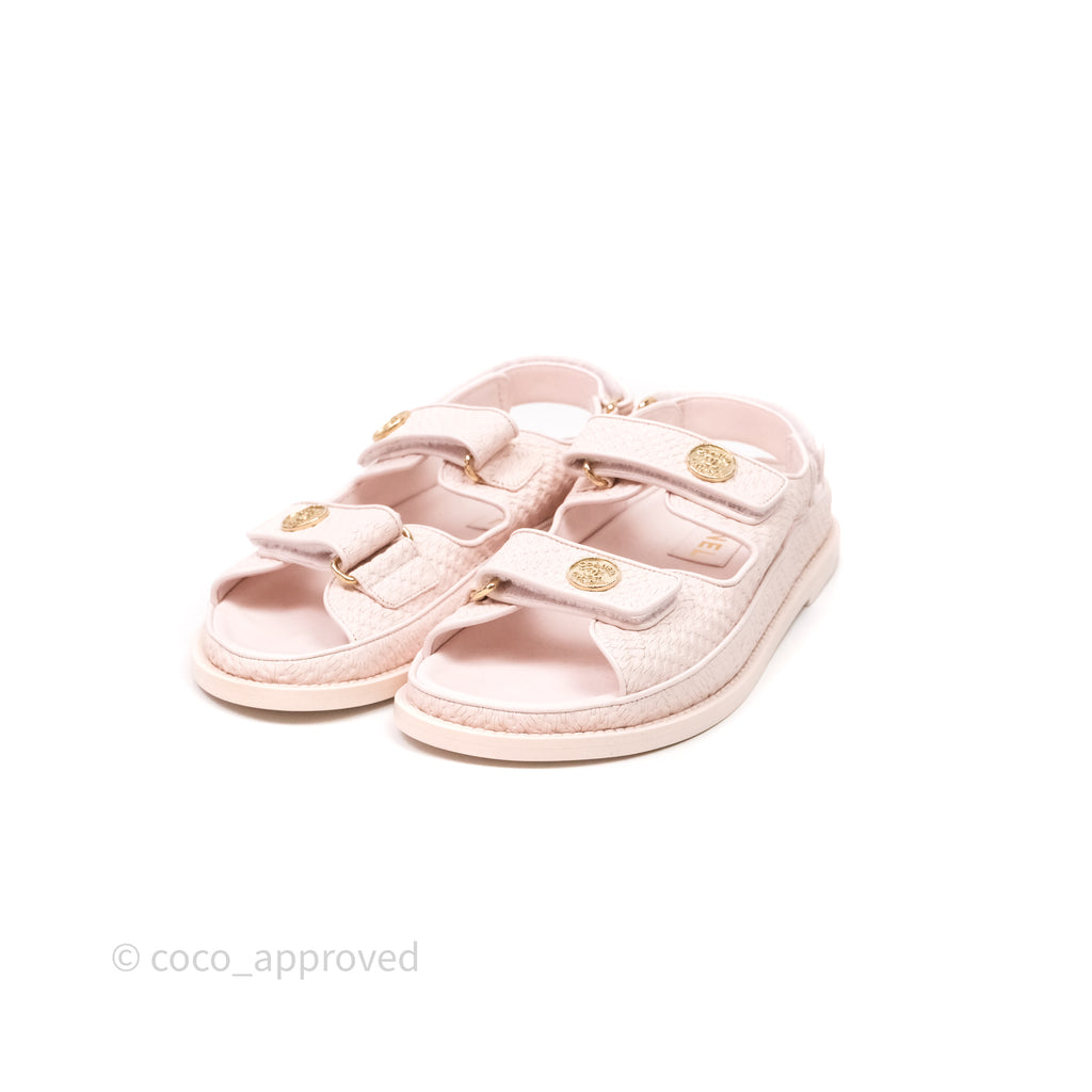 Chanel Dad Sandals Medallion Light Pink Size 39