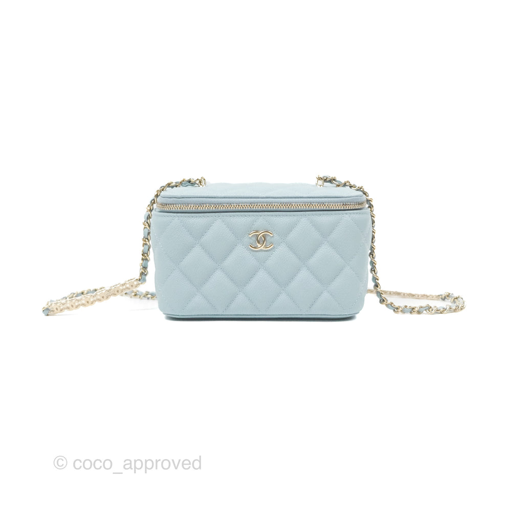 Chanel Vanity with CC Chain Light Blue Caviar Gold Hardware