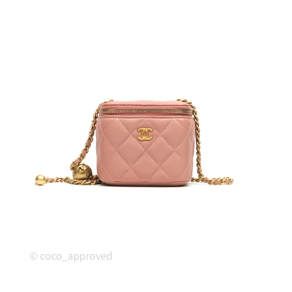Chanel Mini Pearl Crush Vanity With Chain Pink Gold Hardware