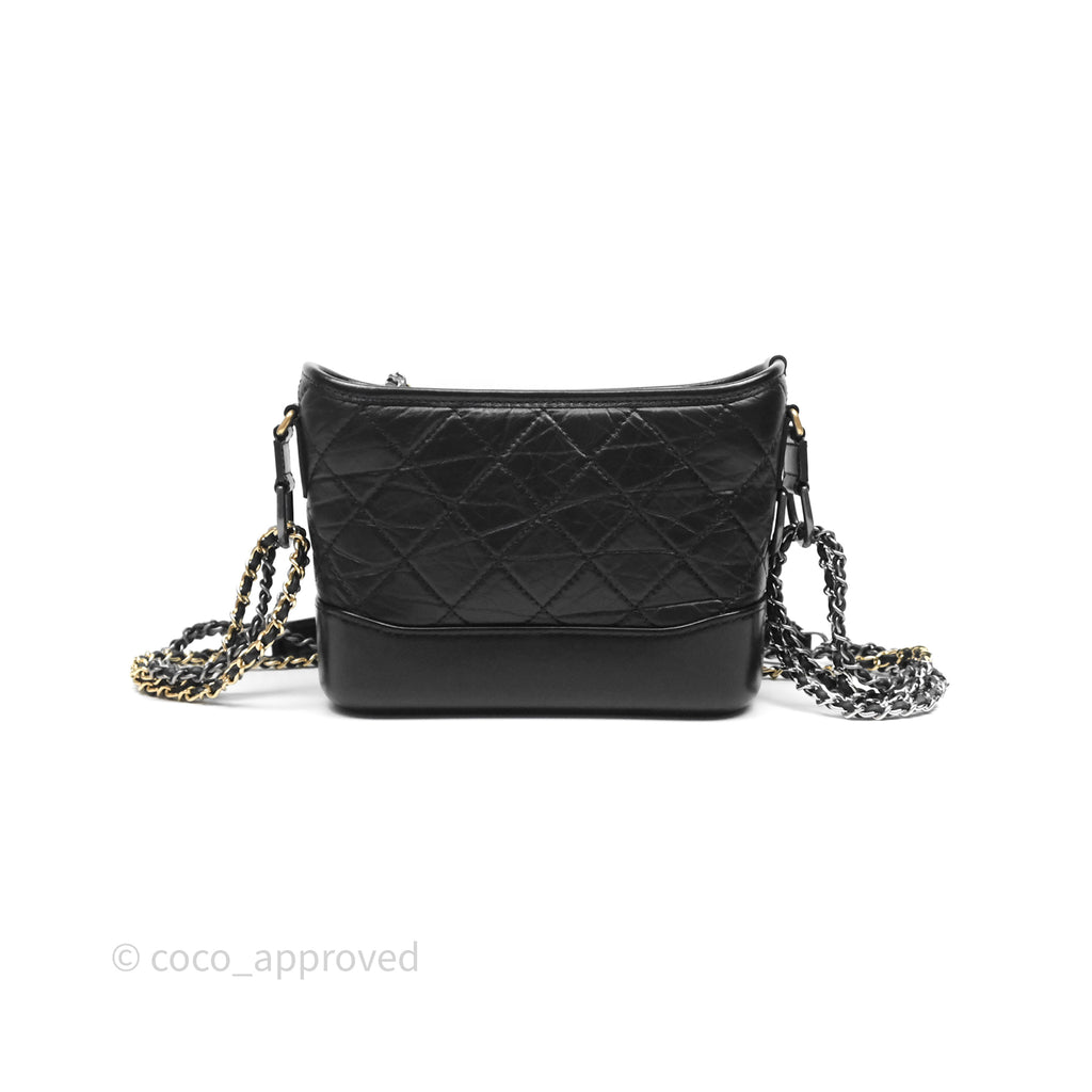 Chanel Small Gabrielle Hobo Quilted Black Aged Calfskin