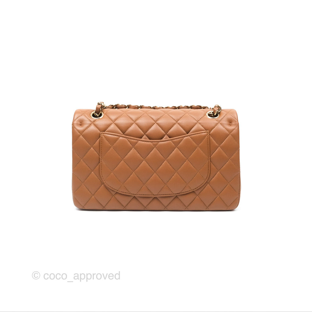 Chanel Classic M/L Medium Flap Quilted Brown Lambskin Gold Hardware