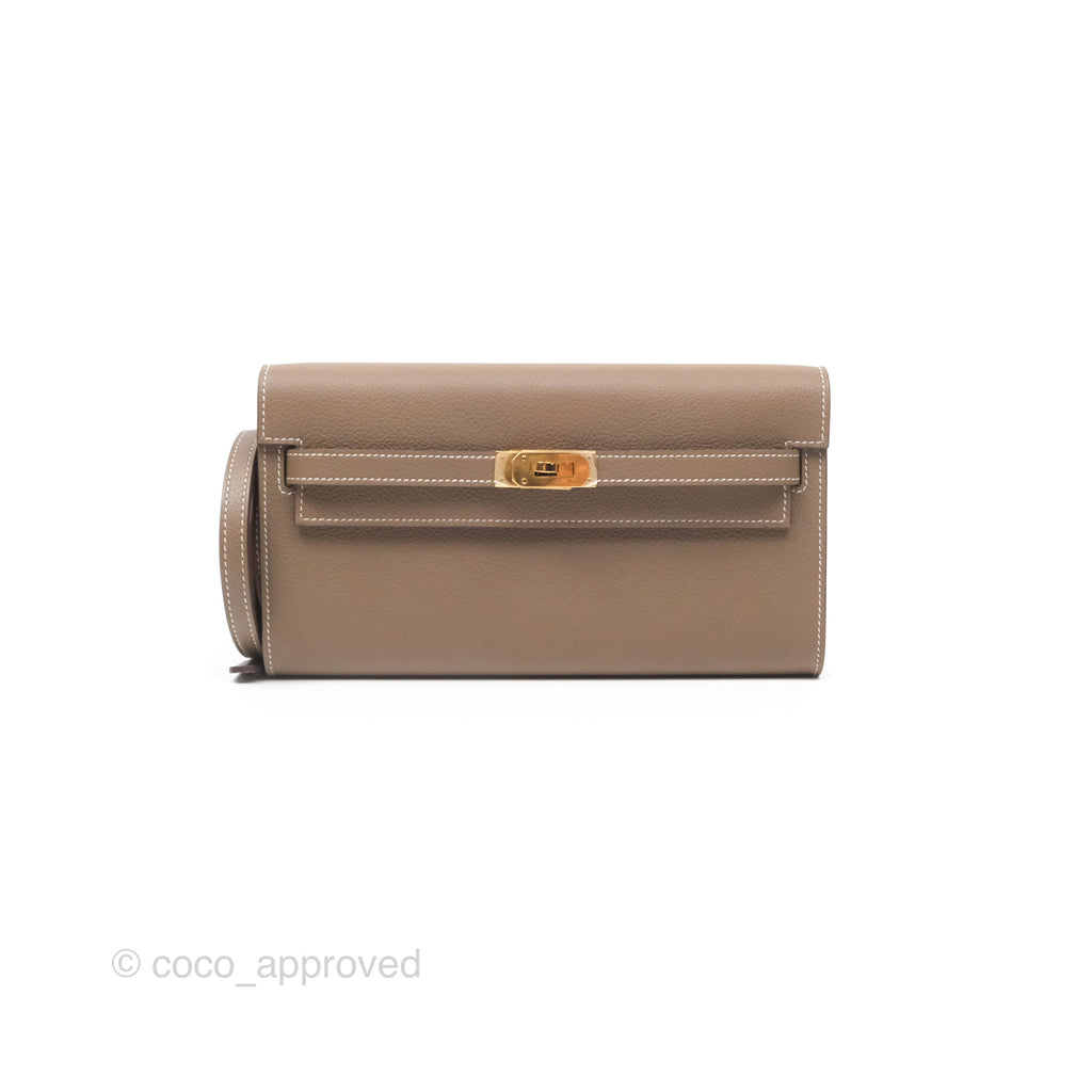 Hermès Kelly To Go Wallet Etoupe Evercolor Gold Hardware