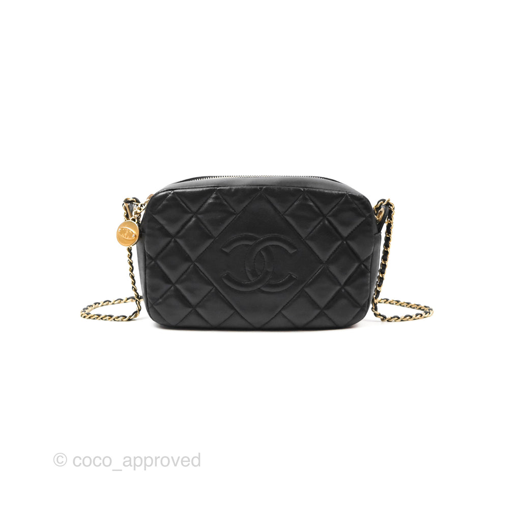 Chanel Small CC Camera Bag Quilted Black Lambskin Gold Hardware